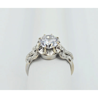 18K White Gold Ladies CZ Engagement Ring