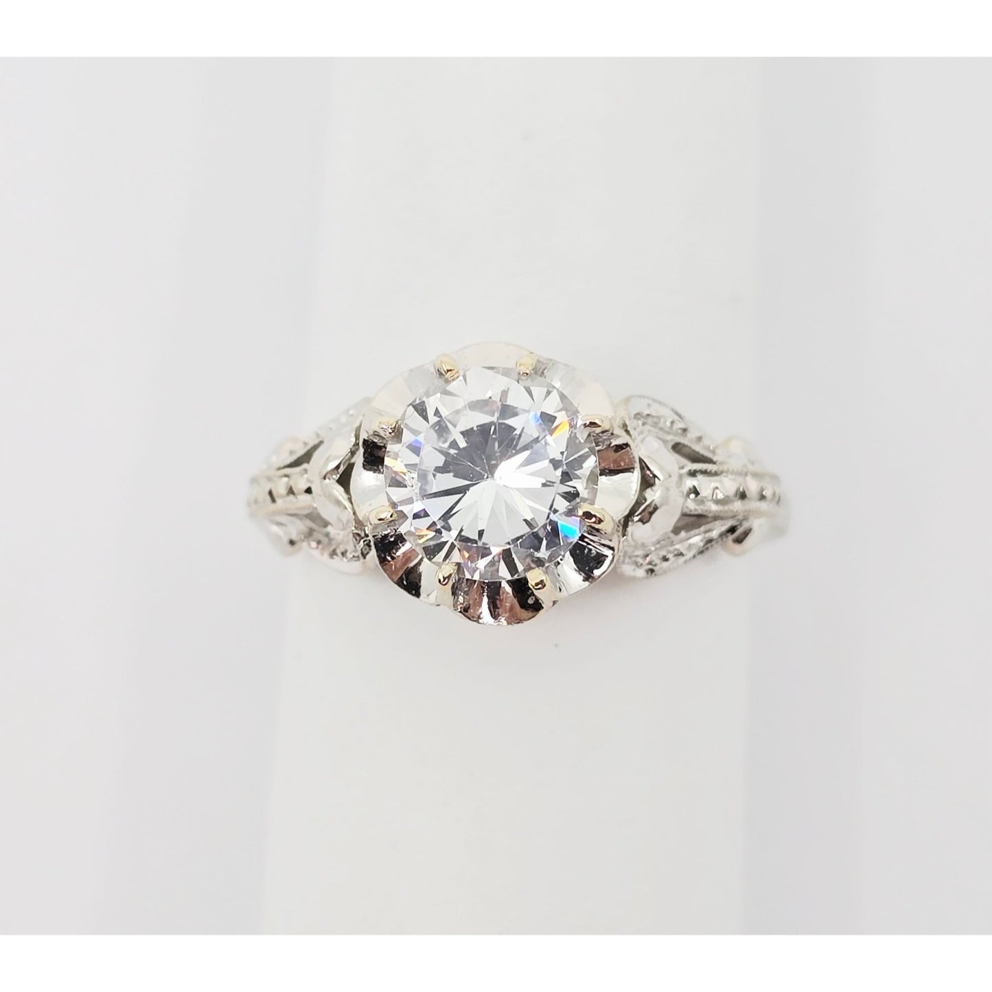 18K White Gold Ladies CZ Engagement Ring