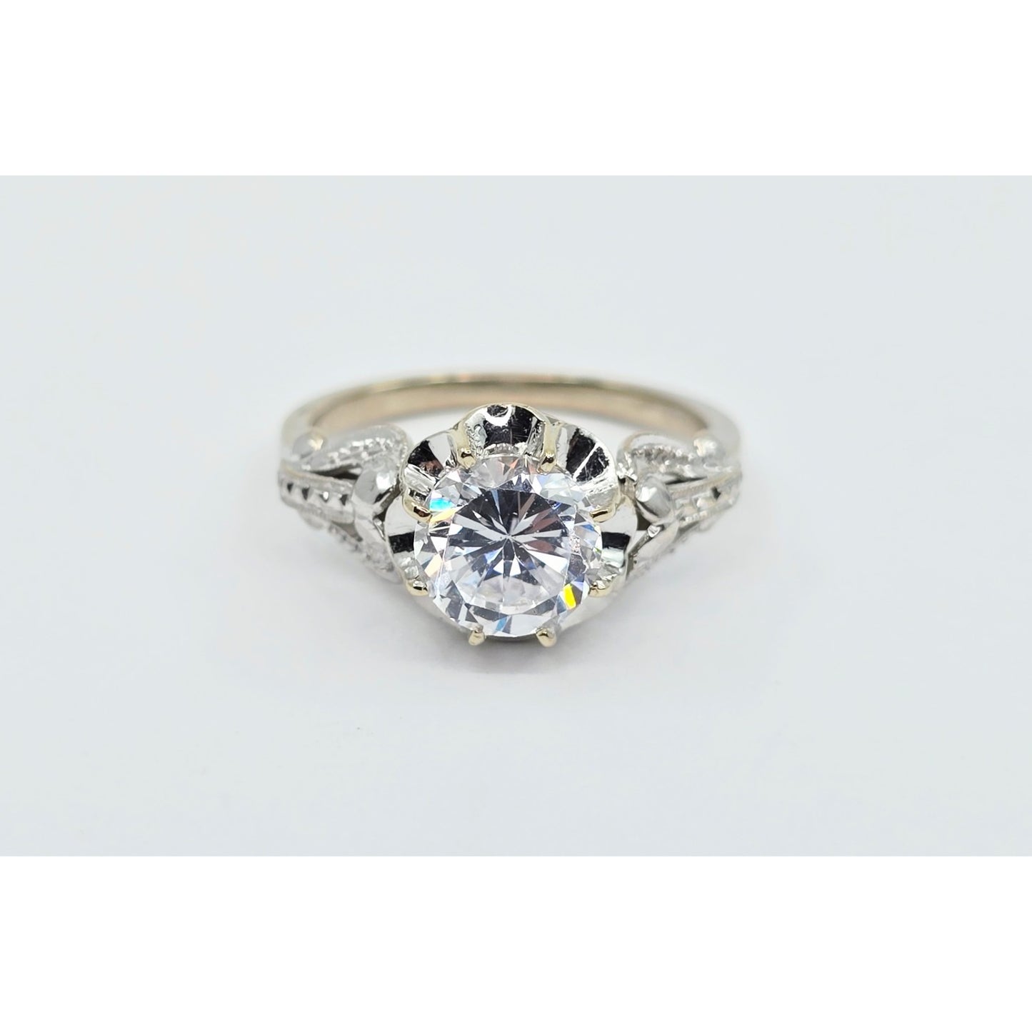 18K White Gold Ladies CZ Engagement Ring