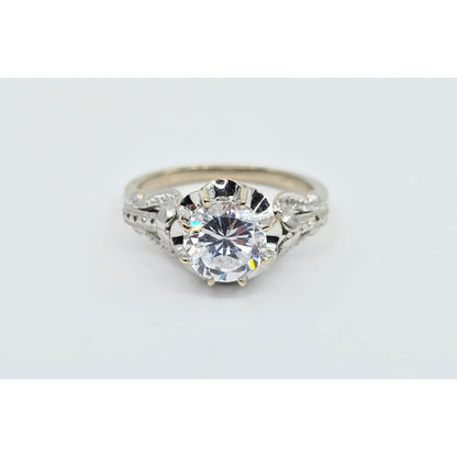 18K White Gold Ladies CZ Engagement Ring