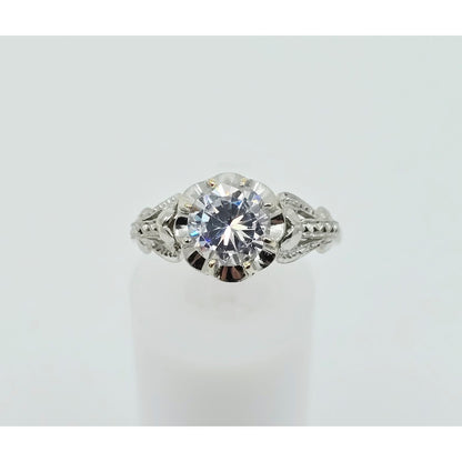 18K White Gold Ladies CZ Engagement Ring