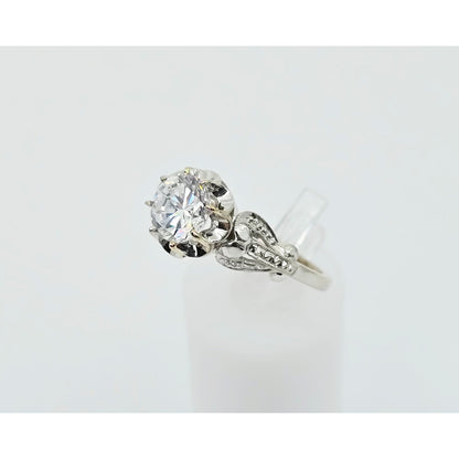 18K White Gold Ladies CZ Engagement Ring