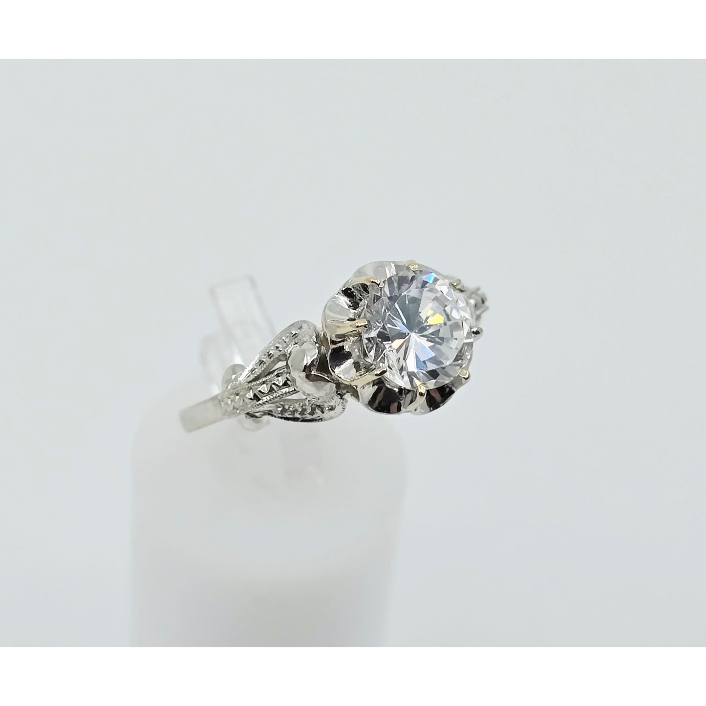 18K White Gold Ladies CZ Engagement Ring