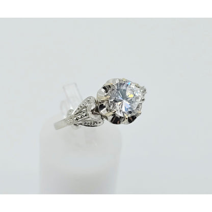 18K White Gold Ladies CZ Engagement Ring