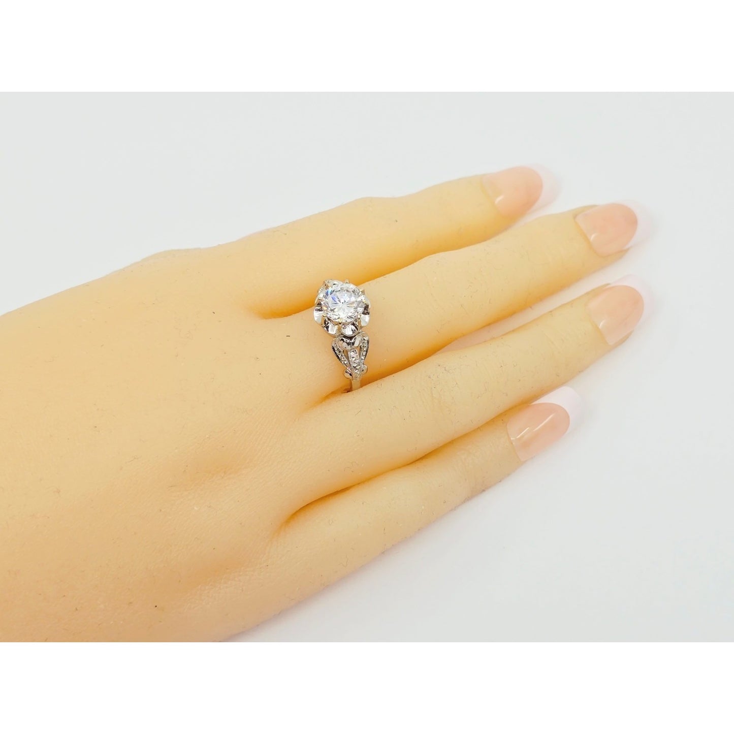 18K White Gold Ladies CZ Engagement Ring