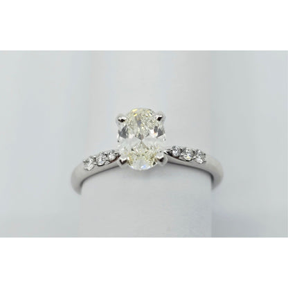 0.75ct Natural Oval Cut Solitaire Diamond Engagement 14K White Gold Ring