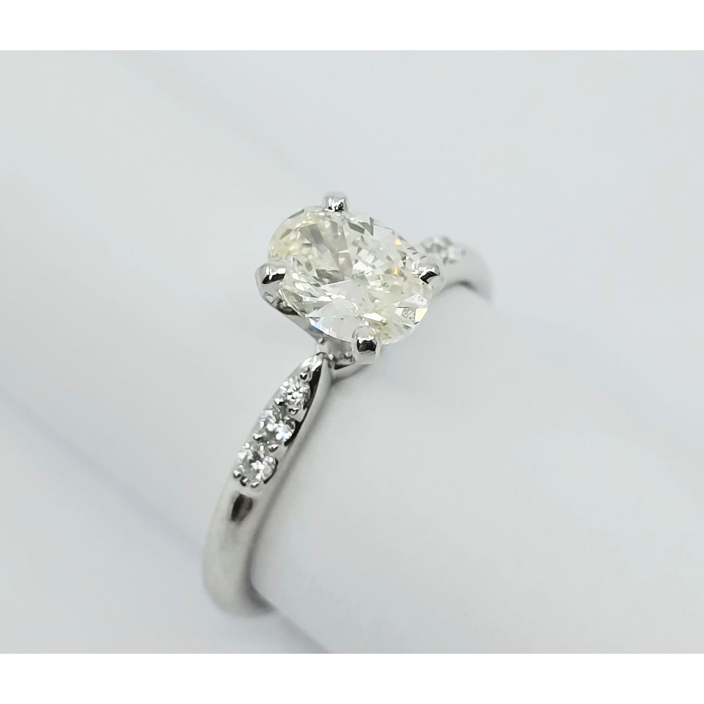 0.75ct Natural Oval Cut Solitaire Diamond Engagement 14K White Gold Ring