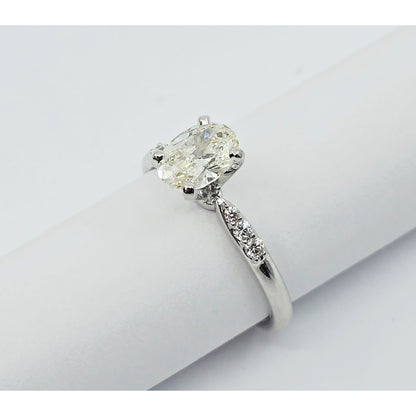 0.75ct Natural Oval Cut Solitaire Diamond Engagement 14K White Gold Ring