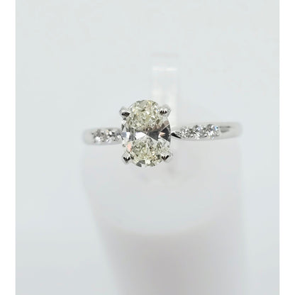 0.75ct Natural Oval Cut Solitaire Diamond Engagement 14K White Gold Ring