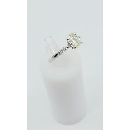 0.75ct Natural Oval Cut Solitaire Diamond Engagement 14K White Gold Ring