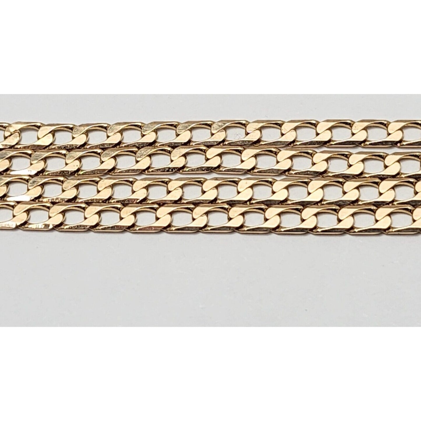 14K Solid Rose Gold Flat Curb Link Chain Necklace