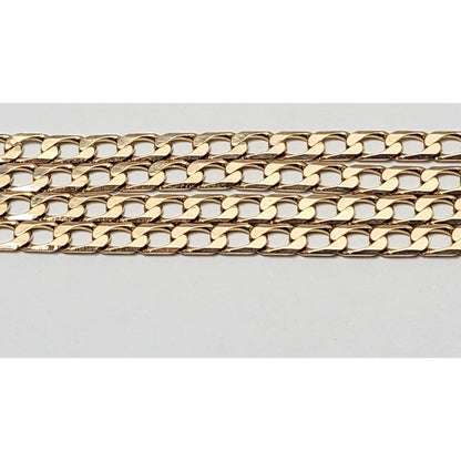 14K Solid Rose Gold Flat Curb Link Chain Necklace