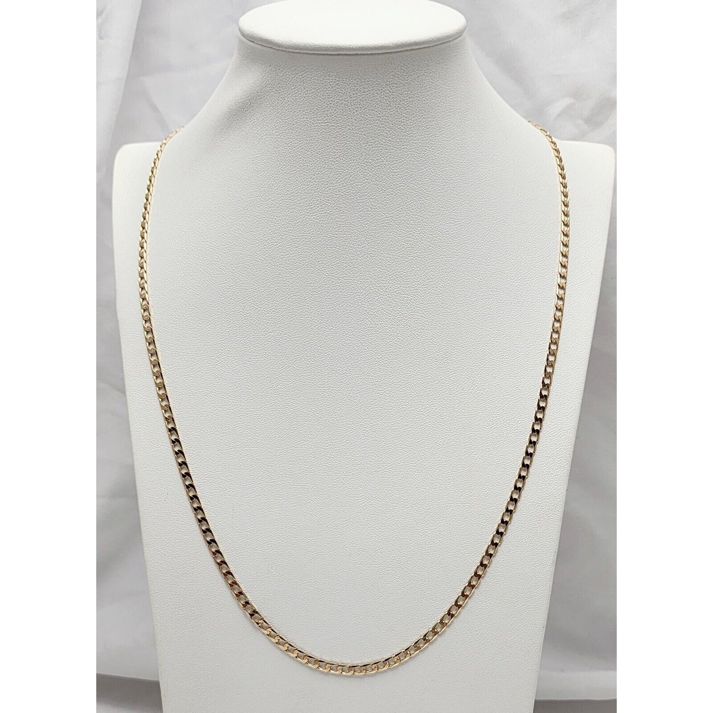 14K Solid Rose Gold Flat Curb Link Chain Necklace