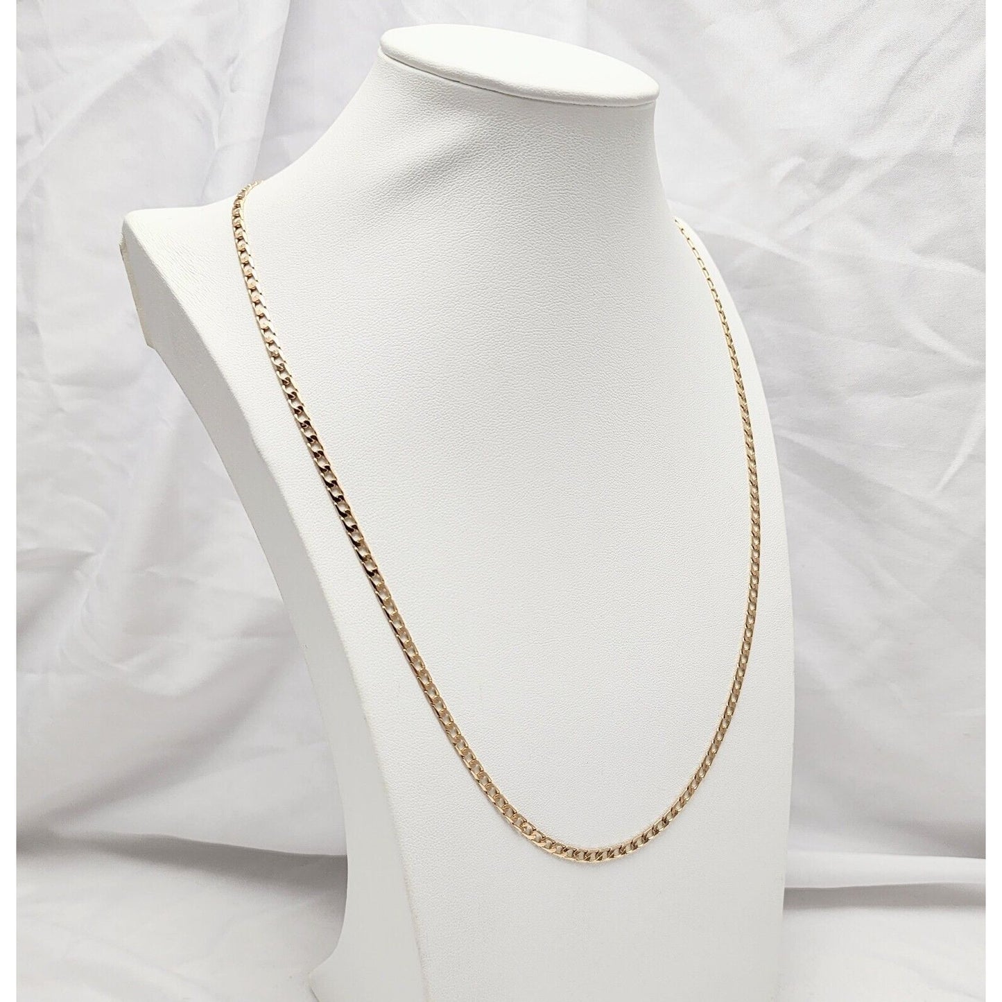 14K Solid Rose Gold Flat Curb Link Chain Necklace