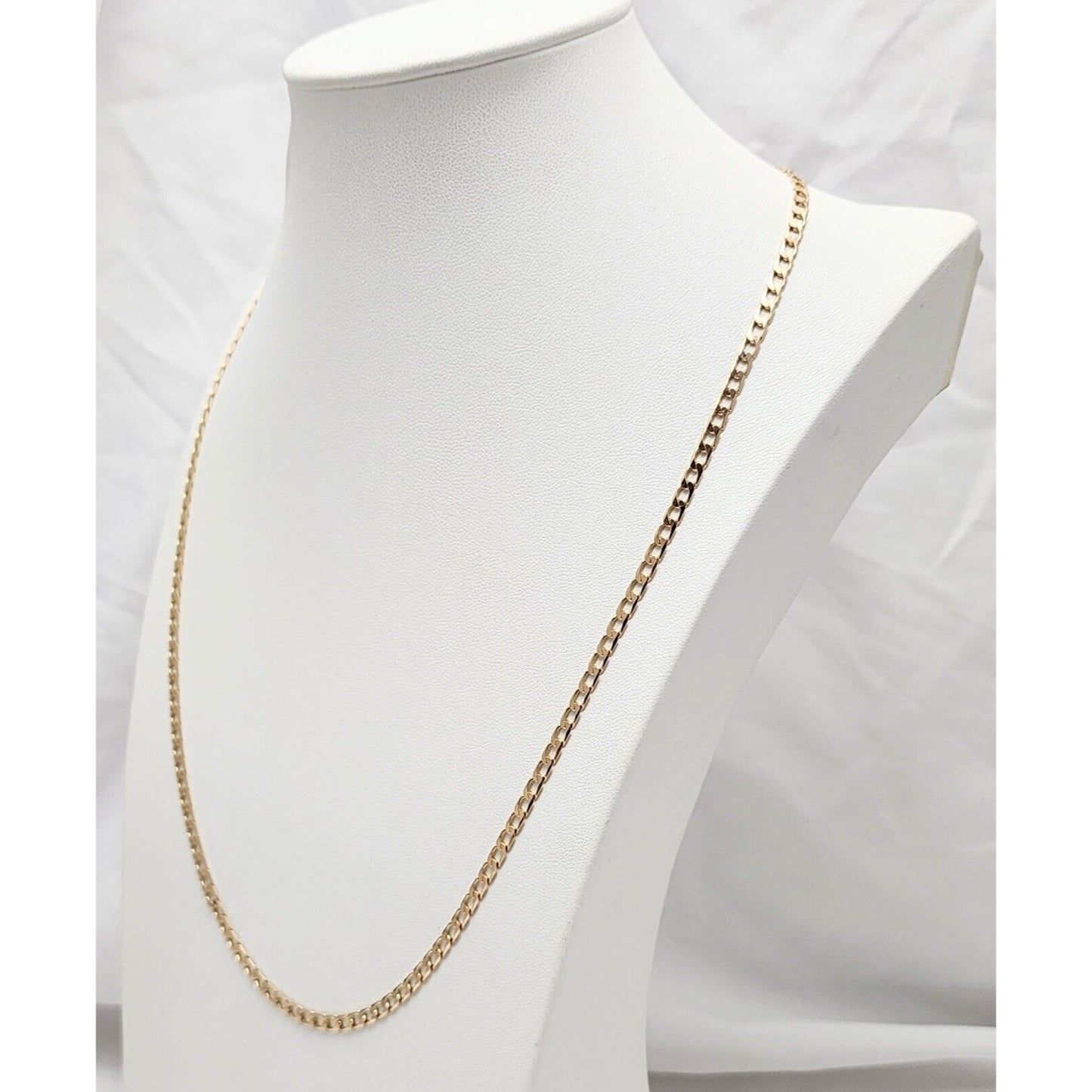 14K Solid Rose Gold Flat Curb Link Chain Necklace