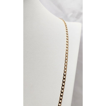 14K Solid Rose Gold Flat Curb Link Chain Necklace