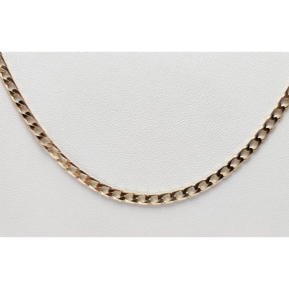 14K Solid Rose Gold Flat Curb Link Chain Necklace