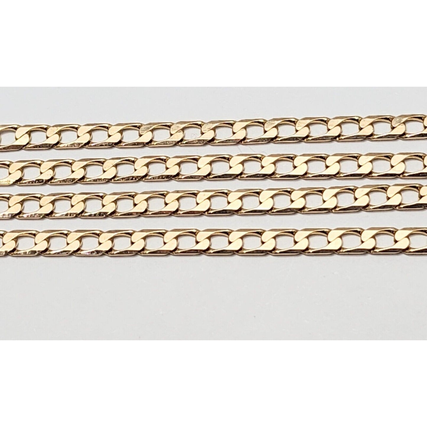 14K Solid Rose Gold Flat Curb Link Chain Necklace