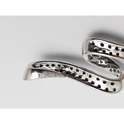 14K White Gold Twirl Swirl Black & White Diamond Charm Pendant