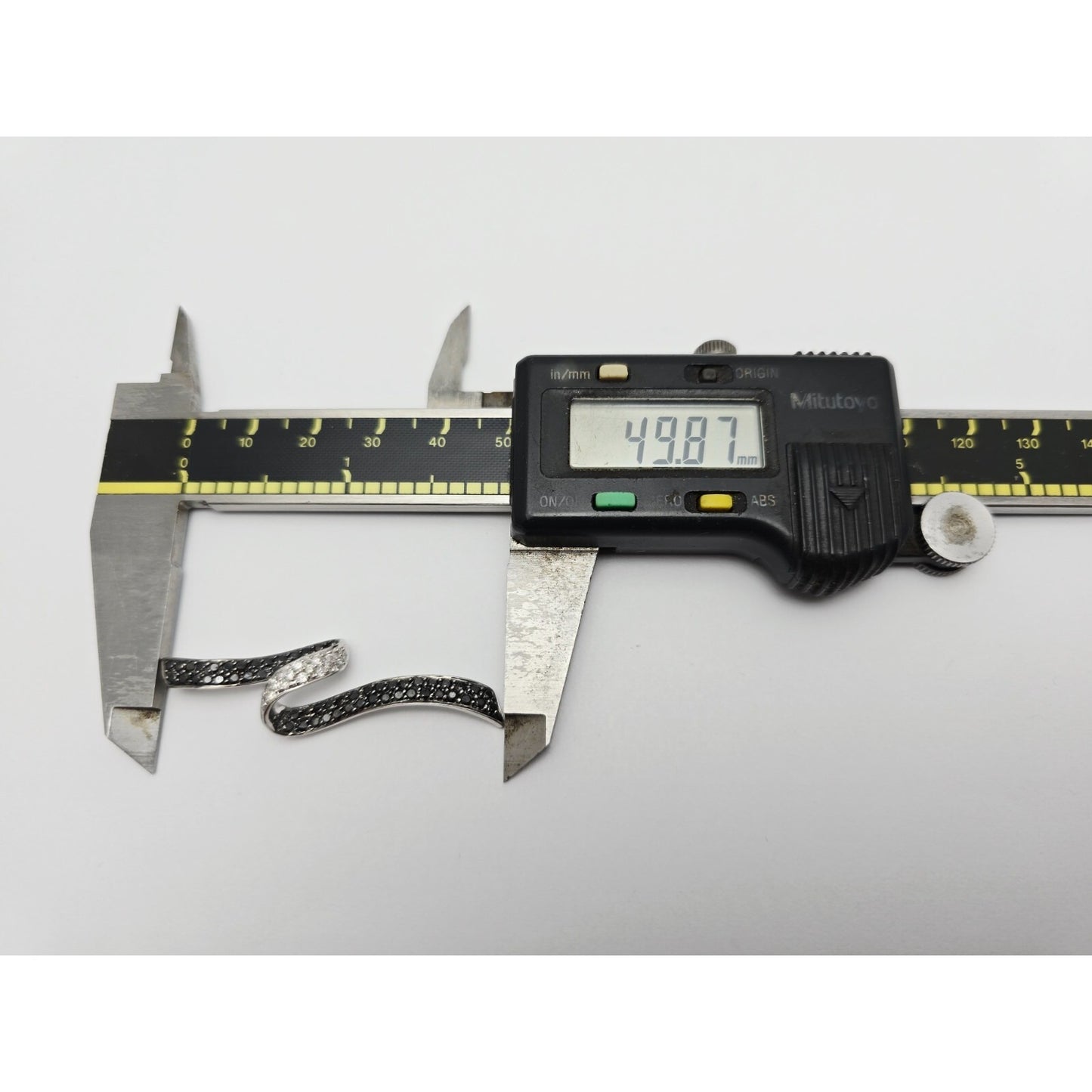 14K White Gold Twirl Swirl Black & White Diamond Charm Pendant