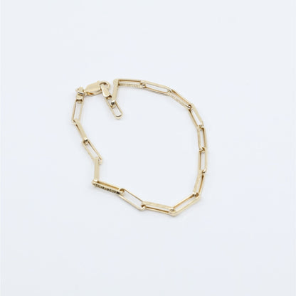 14K Yellow Gold Greek Key Paperclip Link Bracelet