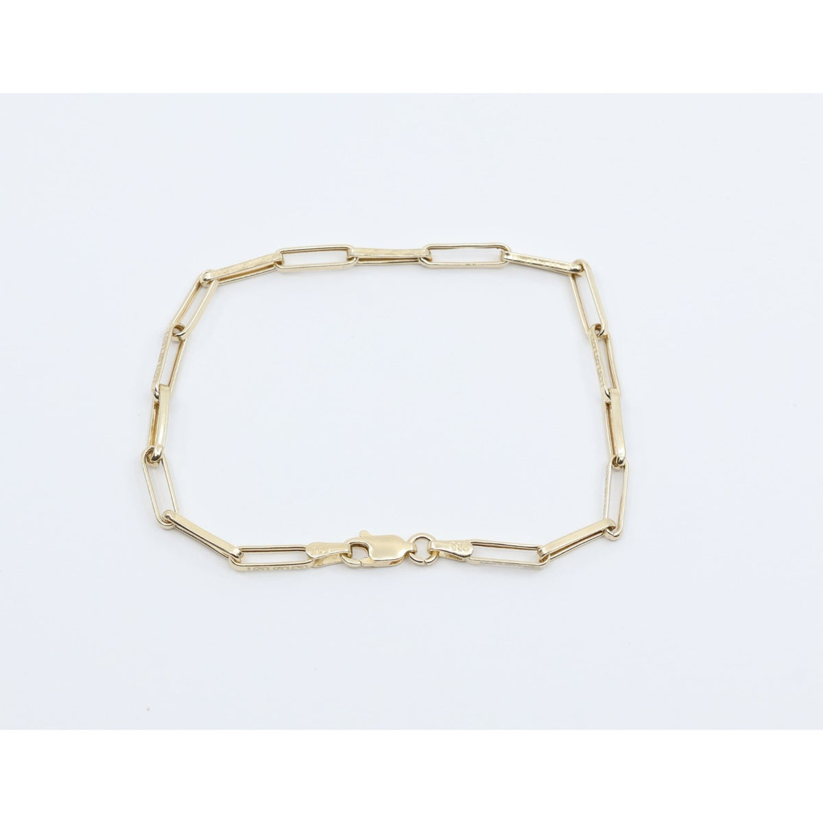 14K Yellow Gold Greek Key Paperclip Link Bracelet