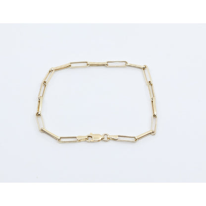14K Yellow Gold Greek Key Paperclip Link Bracelet