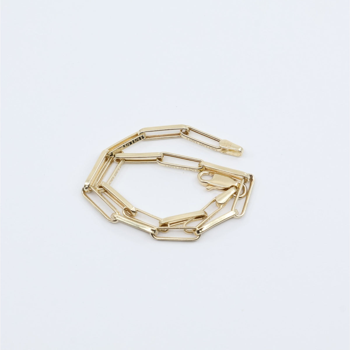 14K Yellow Gold Greek Key Paperclip Link Bracelet