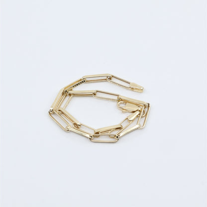 14K Yellow Gold Greek Key Paperclip Link Bracelet