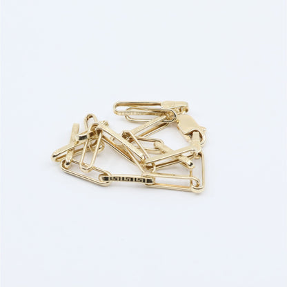 14K Yellow Gold Greek Key Paperclip Link Bracelet