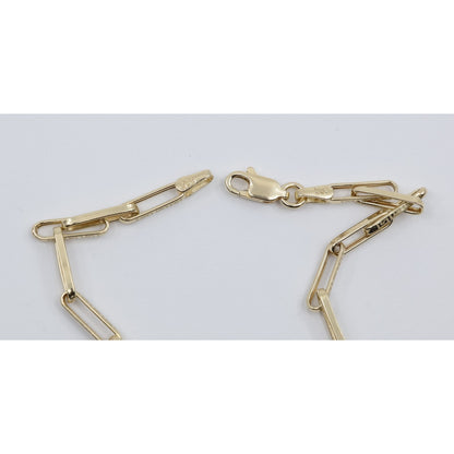 14K Yellow Gold Greek Key Paperclip Link Bracelet
