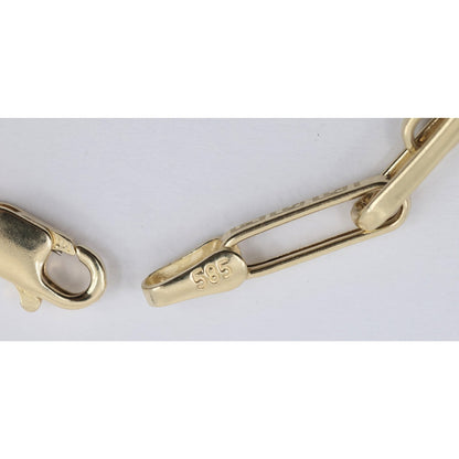 14K Yellow Gold Greek Key Paperclip Link Bracelet