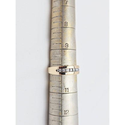 14K Yellow Gold Single Row Diamond Wedding Band Ring
