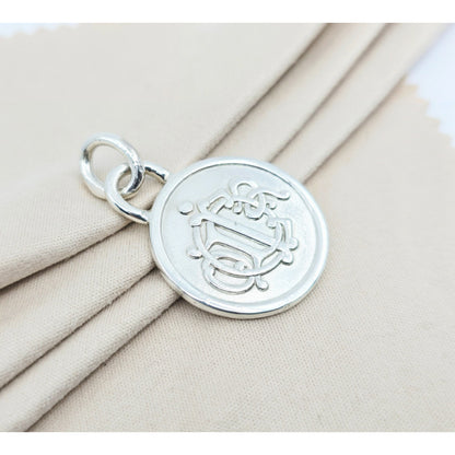 Vintage Solid 925 Sterling Silver Designer Christian Dior Round Charm Pendant