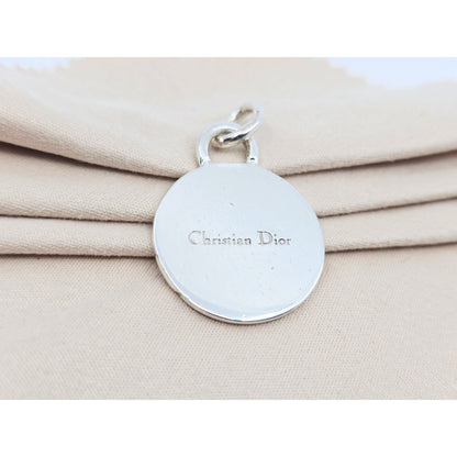 Vintage Solid 925 Sterling Silver Designer Christian Dior Round Charm Pendant