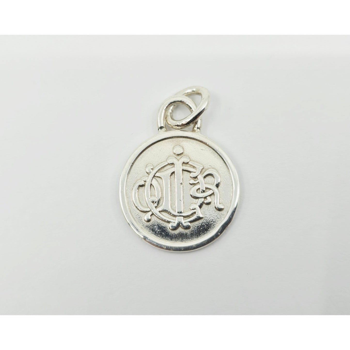 Vintage Solid 925 Sterling Silver Designer Christian Dior Round Charm Pendant