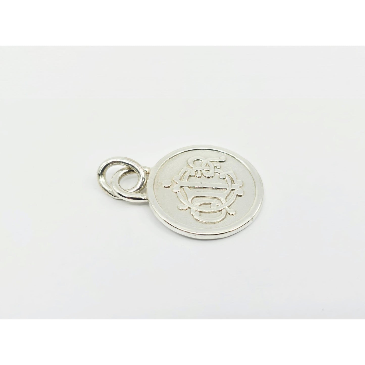 Vintage Solid 925 Sterling Silver Designer Christian Dior Round Charm Pendant