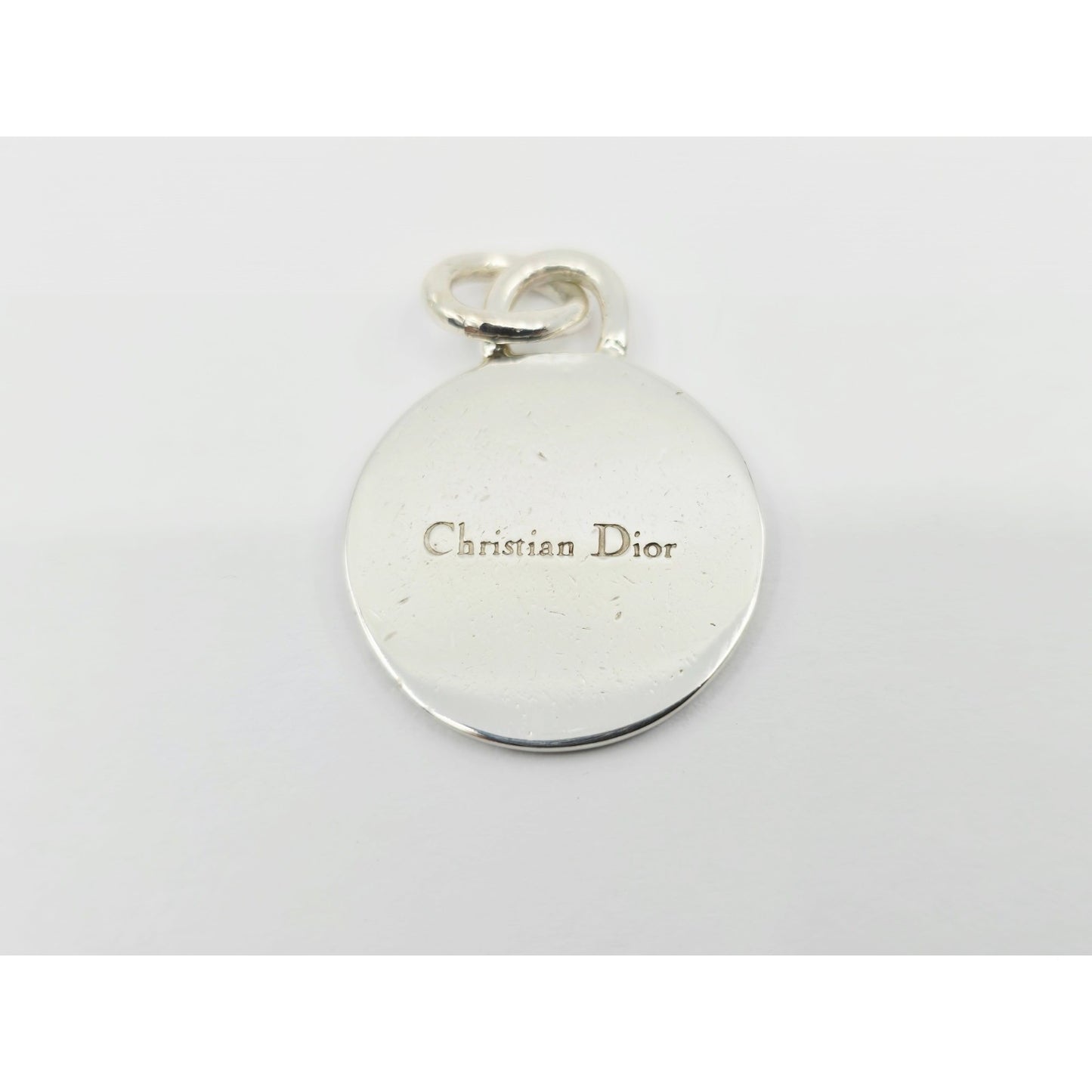 Vintage Solid 925 Sterling Silver Designer Christian Dior Round Charm Pendant