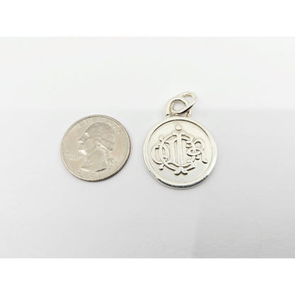 Vintage Solid 925 Sterling Silver Designer Christian Dior Round Charm Pendant