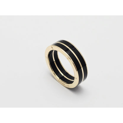 14K Yellow Gold Double Row Onyx Wedding Band Ring