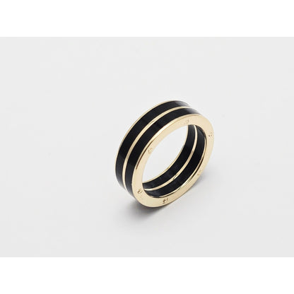 14K Yellow Gold Double Row Onyx Wedding Band Ring