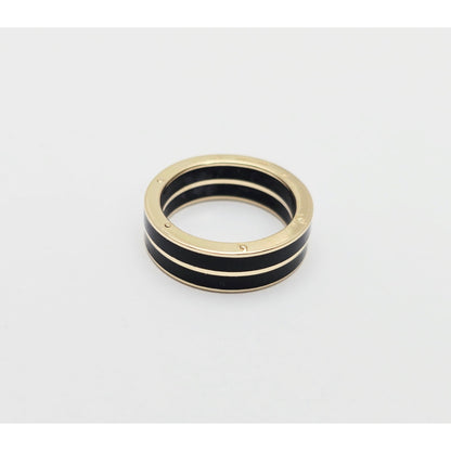 14K Yellow Gold Double Row Onyx Wedding Band Ring