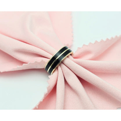 14K Yellow Gold Double Row Onyx Wedding Band Ring