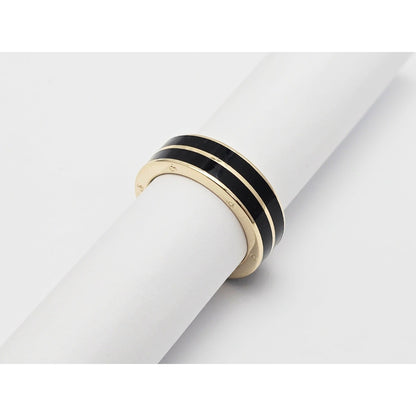 14K Yellow Gold Double Row Onyx Wedding Band Ring