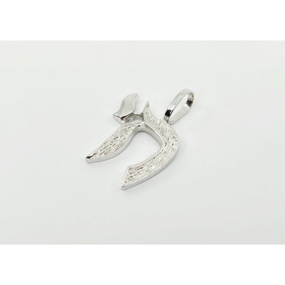 14K White Gold Hebrew Letter Jewish Chai Charm Pendant