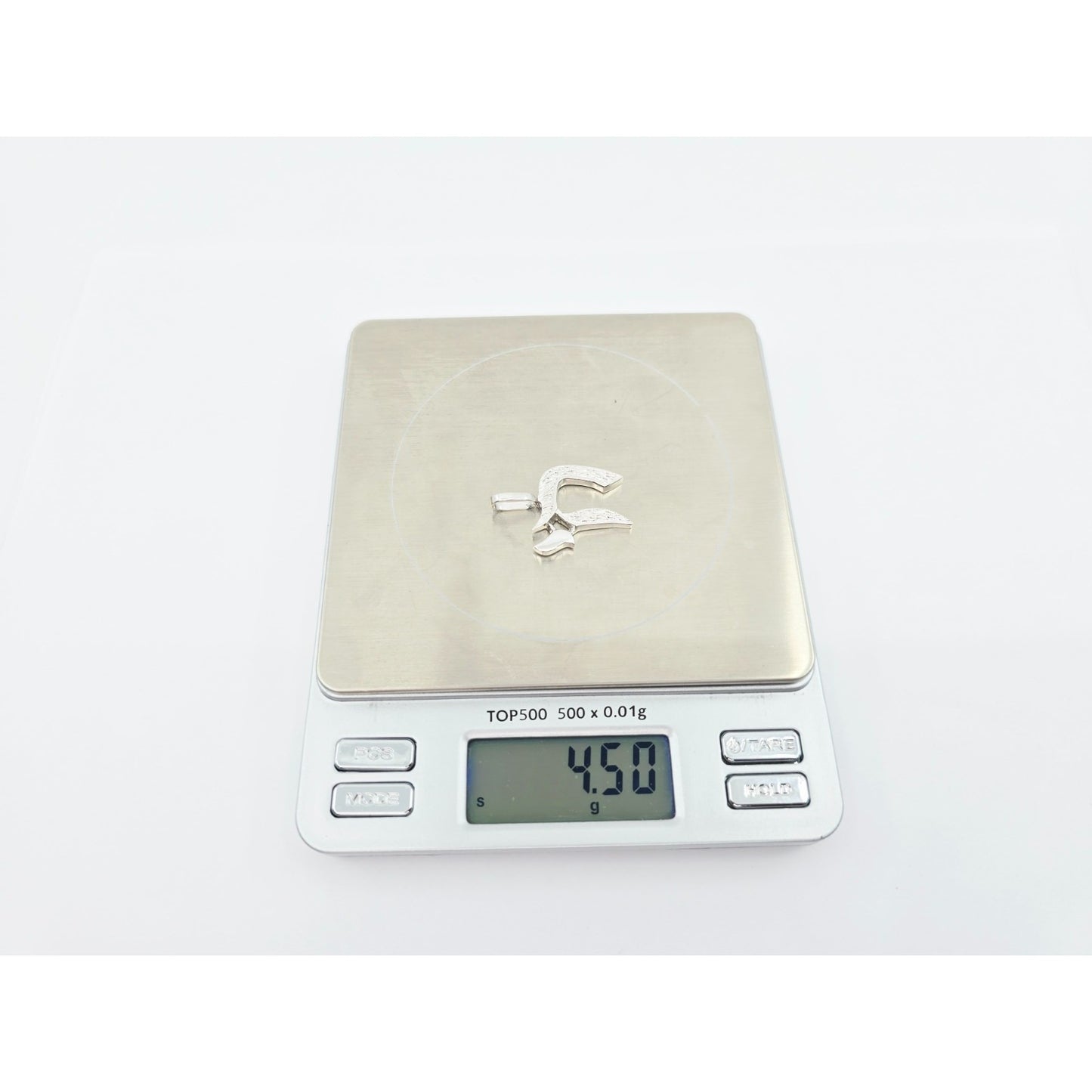 14K White Gold Hebrew Letter Jewish Chai Charm Pendant