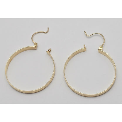 Medium 14K Yellow Gold Diamond Cut Round Hoop Earrings