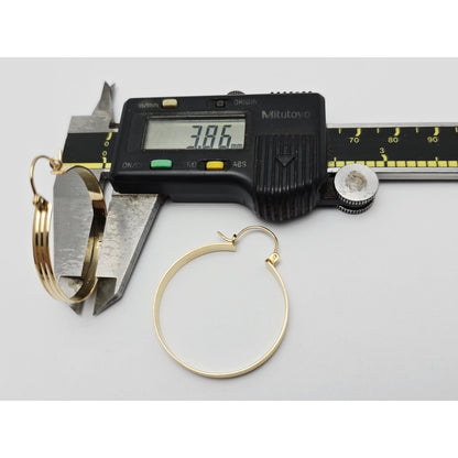 Medium 14K Yellow Gold Diamond Cut Round Hoop Earrings