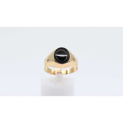 18K Yellow Gold  Oval Onyx Statement Ring