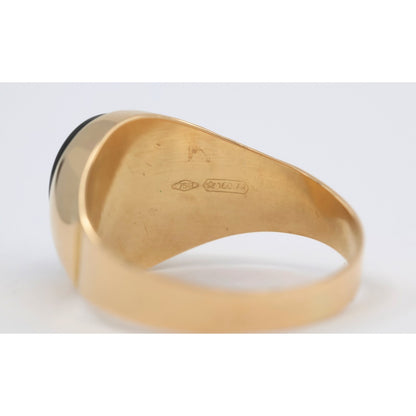 18K Yellow Gold  Oval Onyx Statement Ring